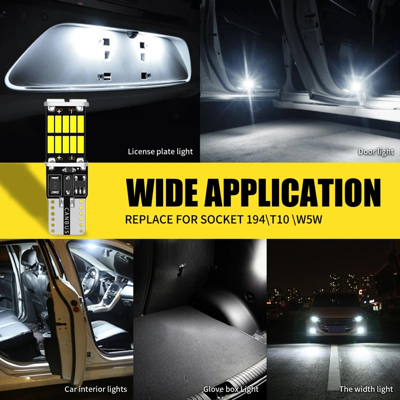 10 Pcs W5W LED Canbus T10 194 Car Lamps No Error 26SMD For Car Reverse Light Interior Accessories Lamp Tail 6000K IP67 Door Lamp