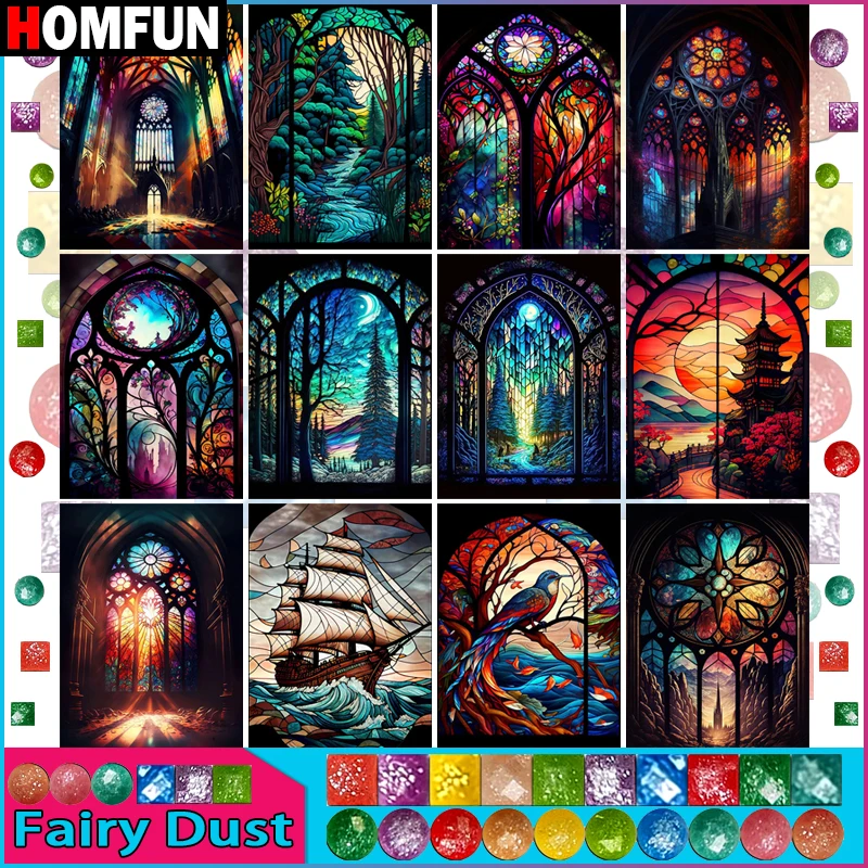 HOMFUN Fairy Dust Diamond Painting Cross Stitch Pattern 5D Diamond Embroidery 