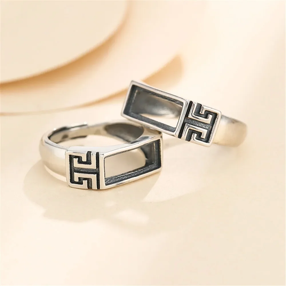 Ring Base for 4x8mm/5x12mm/7x15mm/8x17mm Rectangle Cabochons Thai Sterling Silver Adjustable Ring Blank SR0029