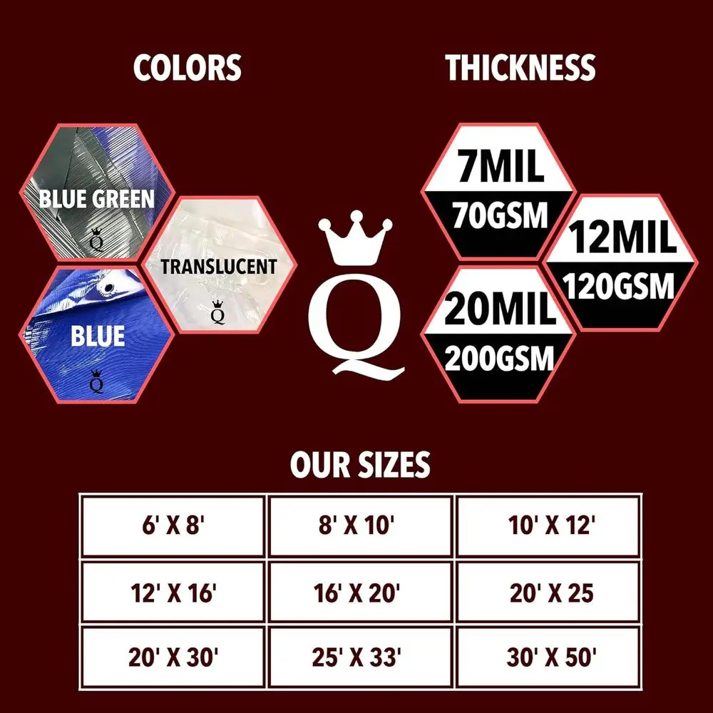 قماش القنب القوي المقاوم للماء مقاس 8 × 10، 120 جرام في المتر المربع، 12 ميل، مقاوم للأشعة فوق البنفسجية والتمزق للتخييم في الهواء الطلق والمركبات والملاجئ والحماية #6