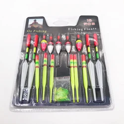 1 set (15Pcs) Fishing Floats Vertical Buoy Sea ith Rubbers Mix Size Color For Fishing Tools
