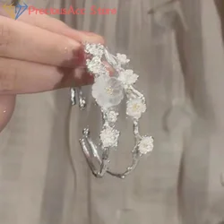 New Plum Blossom Bell Bracelet Chinese Style Retro Silver Color Cuff Bracelets For Women Flower Open Bangle Bracelet Jewelry