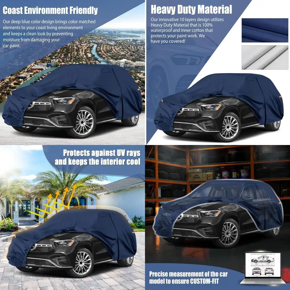 

Всепогодный чехол для автомобиля повышенной прочности для моделей ML/GLE 2006-2026 годов, 10-слойная защита с дверцей на молнии и ветрозащитными ремнями