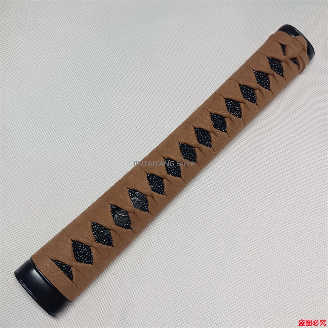 26CM Tsuka Handle Leather Ito Black Alloy Fuchi Menuki Kashira Fittings For Japanese Sword Samurai Katana Hilt Parts High Qualit