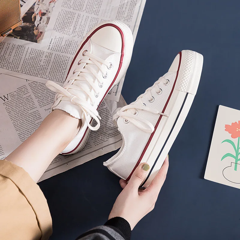 New Spring Thick-Soled Canvas Shoes Women's Versatile Casual Board Shoes Girls Students Cloth Shoes Vulcanized Women's Shoes