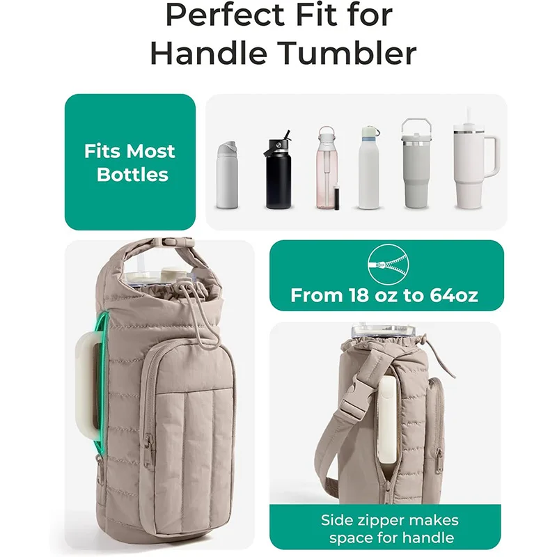 Outdoor Sports Down Kettle Bag Portable Large Capacity Crossbody Water Cup Bag Travel Thermos Cup Cover view 4