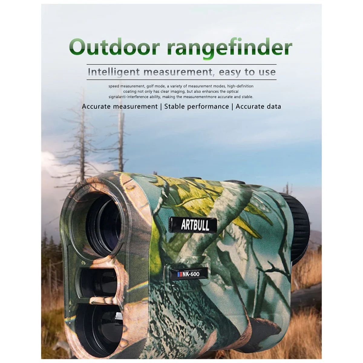 AB52 -600 600 Meter Camouflage Rangefinder Rechargeable Waterproof for Hunting Golfer RangeFinder Electric Power Survey
