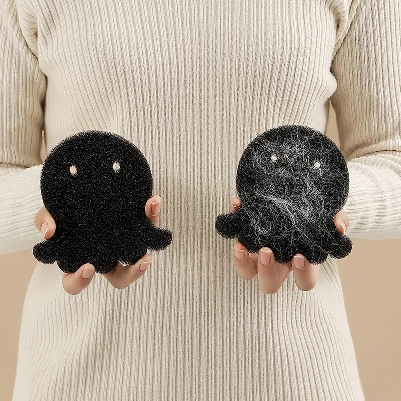 2pcs Cartoon Octopus Bear Washing Machine Sticky Hair Tool Wash Clothes Anti Tangling Home Pet Hair Clean Sponge Accessories