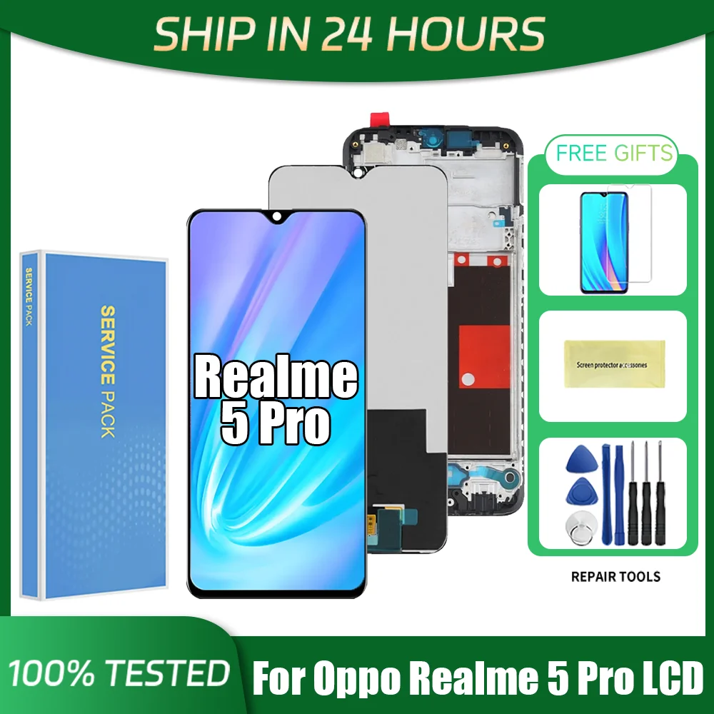 6.3''For Oppo Realme 5 Pro LCD Display Touch Screen With Frame Digitizer Assembly Replace For Realme 5 Pro RMX1971