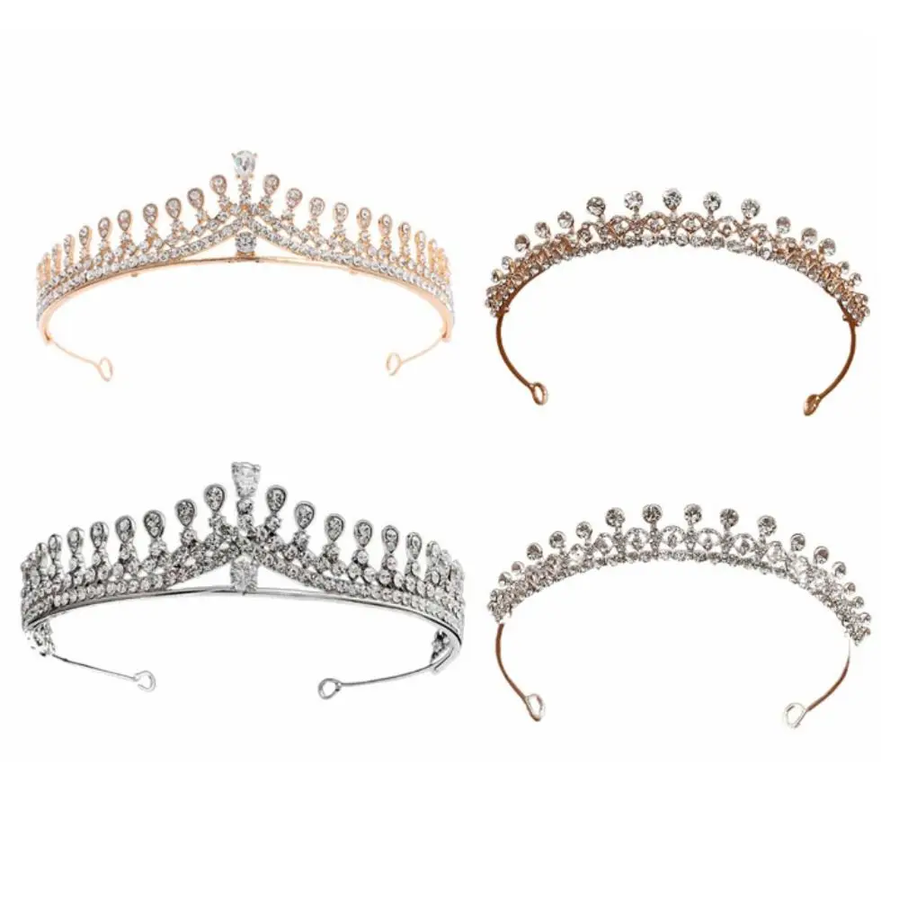 Diadem مجوهرات الشعر كريستال تاج الزفاف لامعة الزركون الزفاف الشعر مجوهرات سباركلي الفاخرة الأميرة تيارا لعيد ميلاد