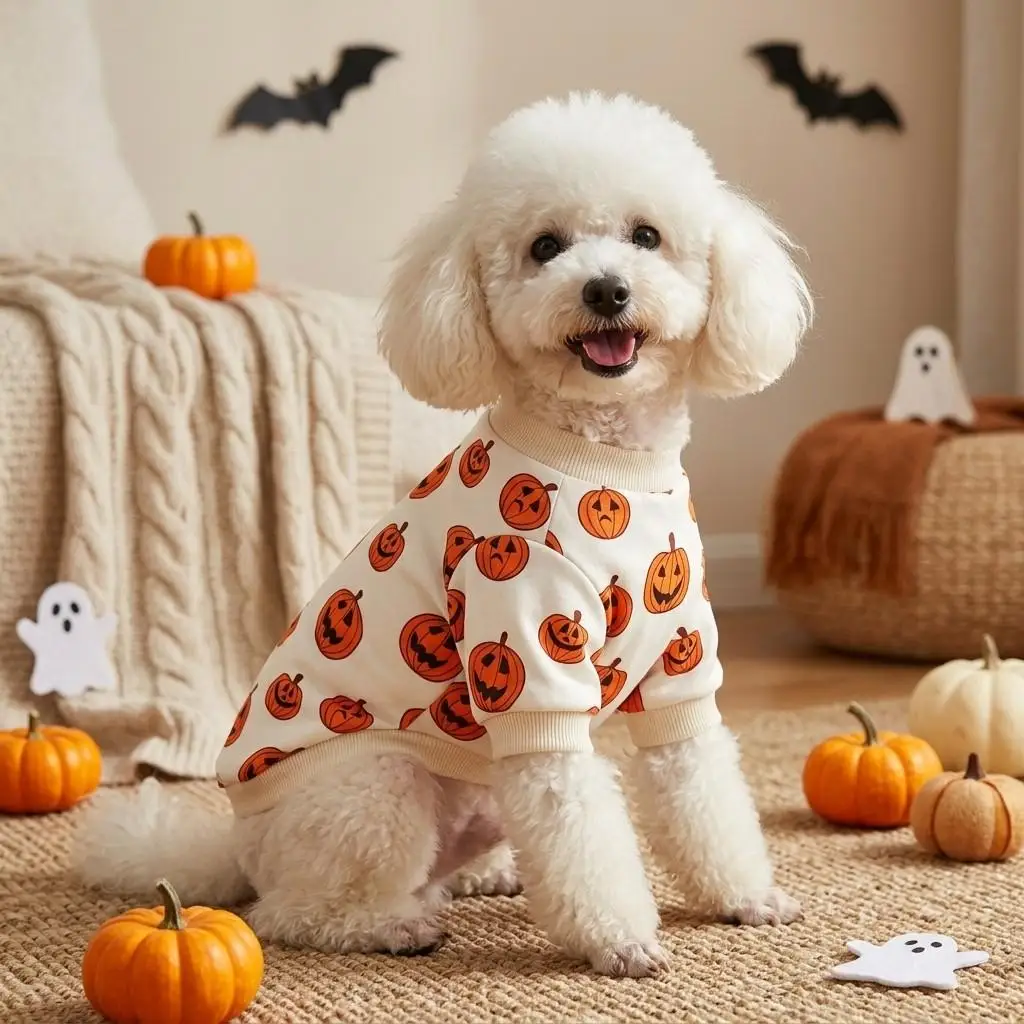 Halloween-Kürbis-Hundepullover, Haustier-Pullover, Welpen-Outfits, Party-Cosplay-Kostüm, Haustierkleidung für kleine und mittelgroße Hunde und Katzen – Detail 1