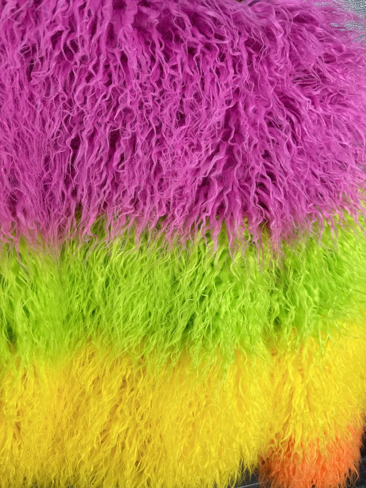 Mulheres casaco de pele do falso jaqueta curta tie dye cor bloqueada o pescoço ponto aberto jaquetas soltas grosso outono streetwear 2025 inverno