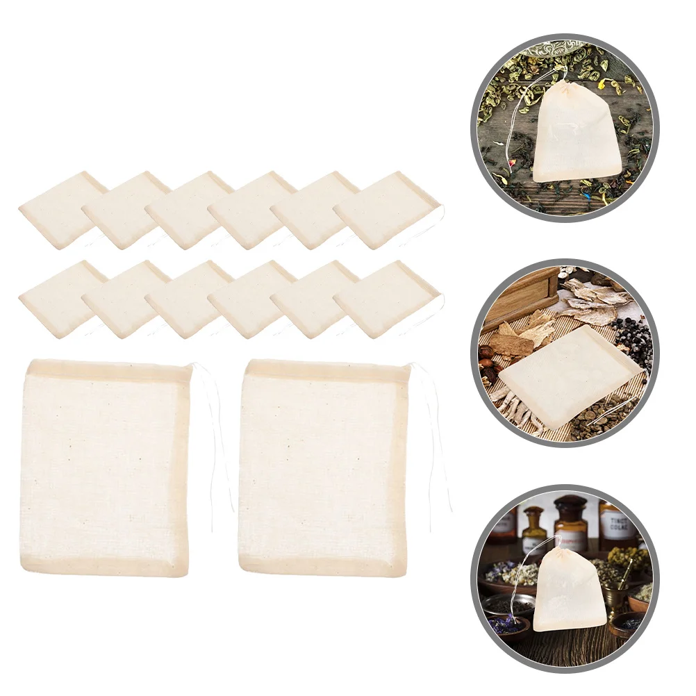 

25Pcs Cotton Food Filter Bags Drawstring Strainer for Tea Coffee Soup Herbs Medicine Broth Heat Resistant Soup Filter Bag
