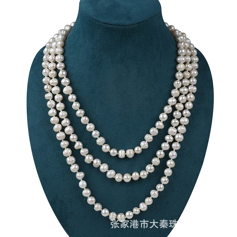 8-9Mm Natural Freshwater Punch Sweater Chain Pearl