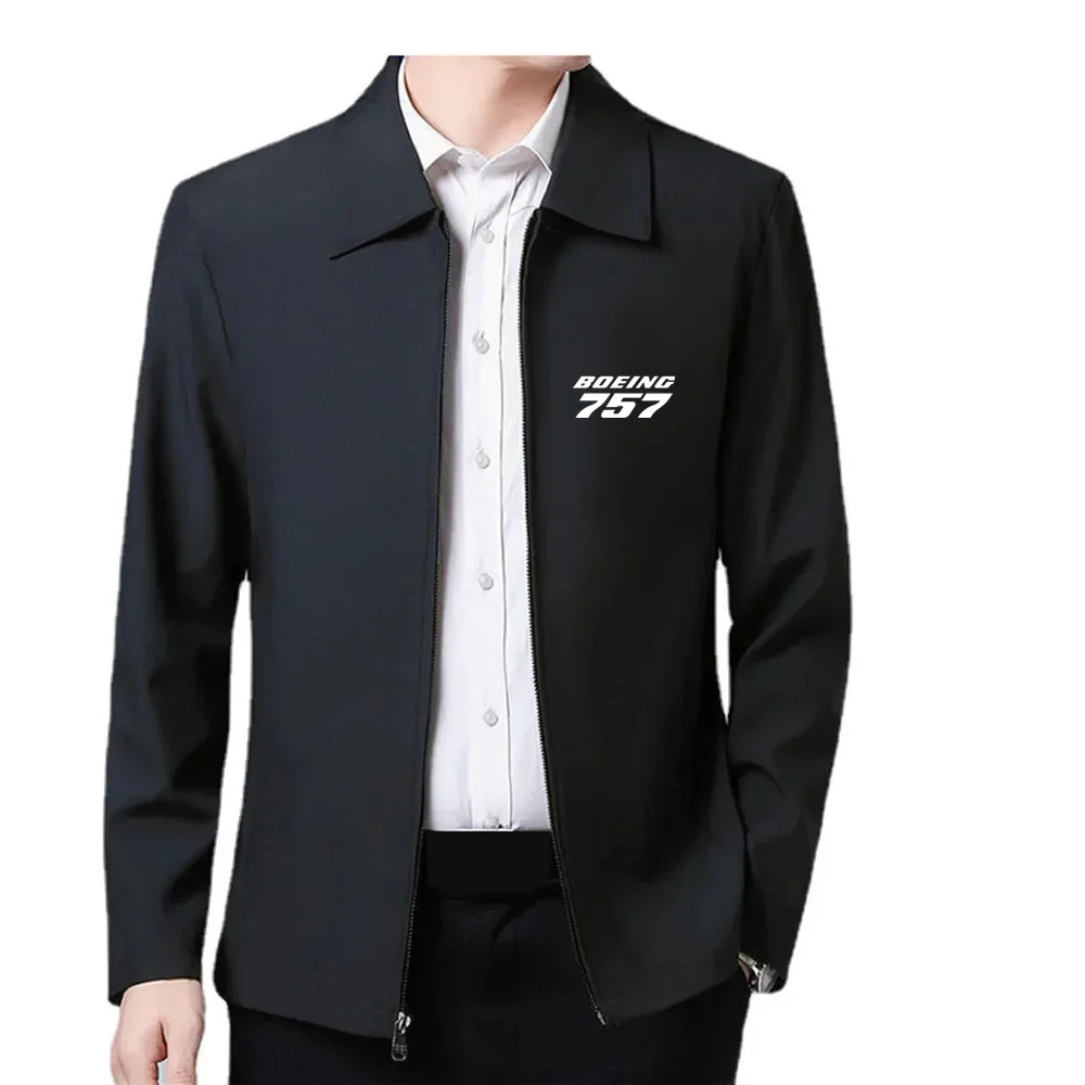 Casual Loose Man Jackets Coat Flip Collar Zipper Aviation Boeing 757 Pilots Jackets for Men