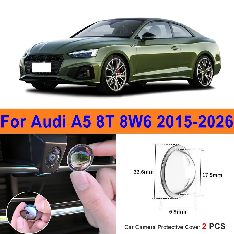 

360 Reverse Image Car Camera Cover Anti-Scratch PC Lens Protector Stickers For Audi A5 8T 8W6 2015-2026 2Pcs