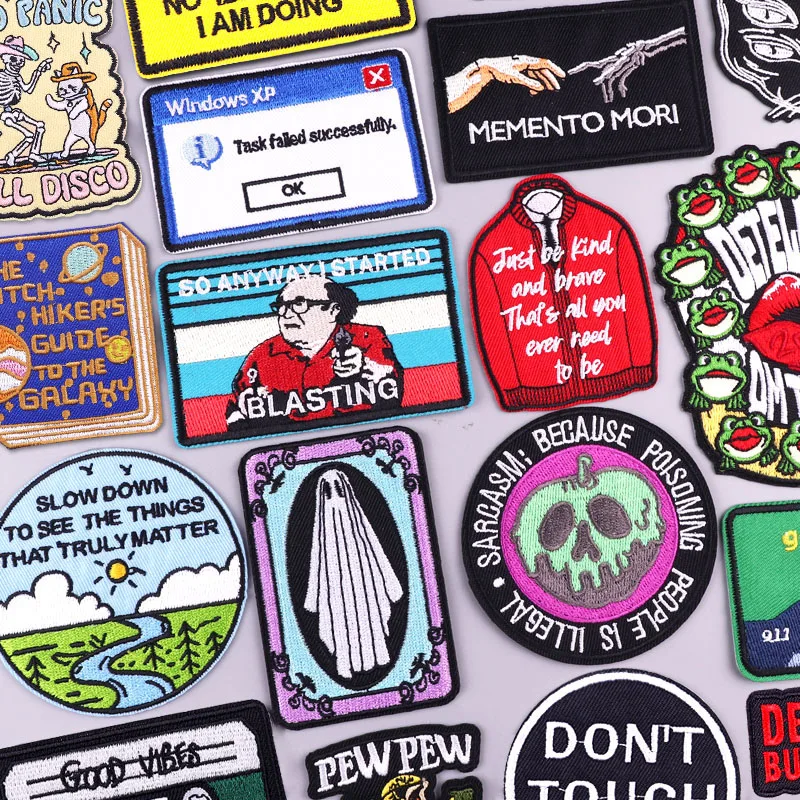 

Punk/Ghost Patch Badge Iron On Patches Letters Embroidered Patches For Clothing DIY Personality Patch On Clothes Sewing Stickers