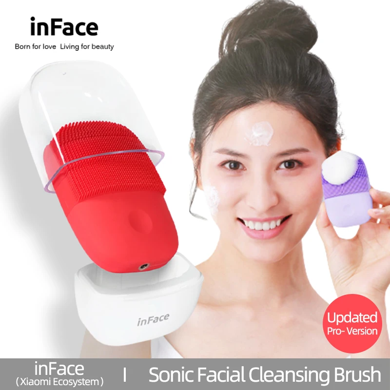 

Inface Electric Sonic Facial Cleansing Brush Upgrade Pro-Version Ultrasonic Cleaner USB Charge IPX7 WaterProof