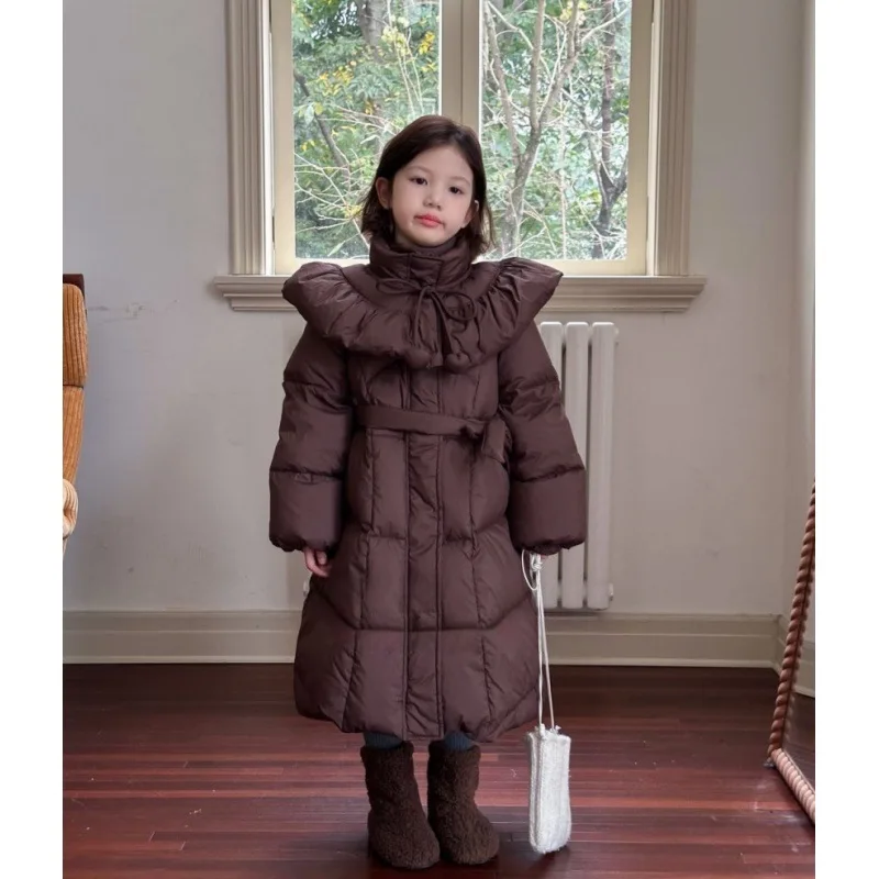 

2025 New Long Over The Knee Down Cotton Jacket with Little Girl's Temperament and Cotton Jacket for Babies