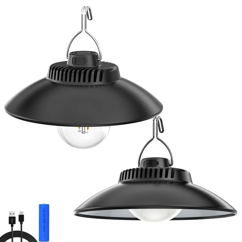 LED Camping Lamp Warm Light Atmosphere Tent Lamp with Built-in Battery, Hook Included, Type-C Charging Camping Light
