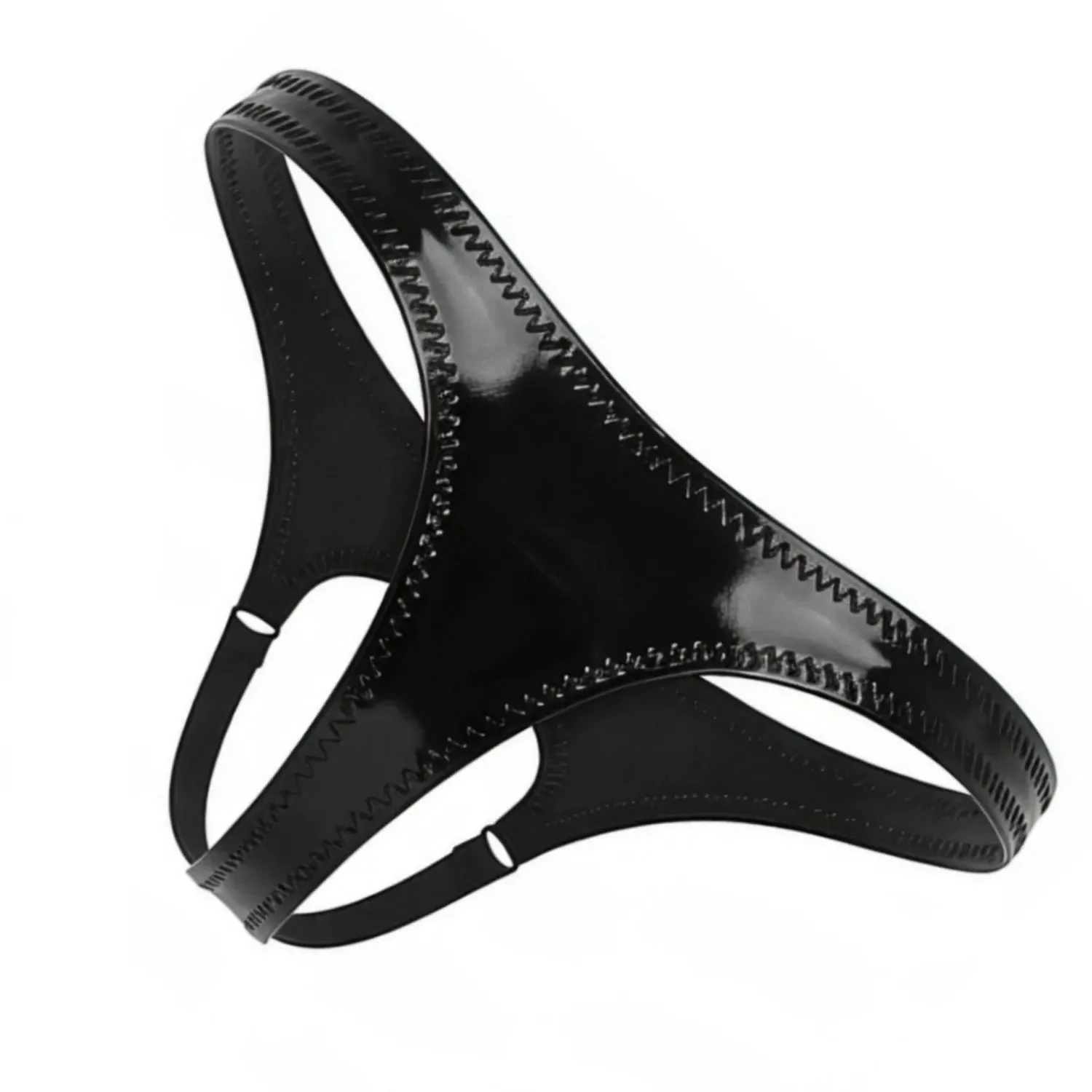 Men's Double Sides PU Briefs Cloth Latex Shiny Thong Low Waist Bandage Hollow Out T Crotch G-string Panties Plus Size Underwear