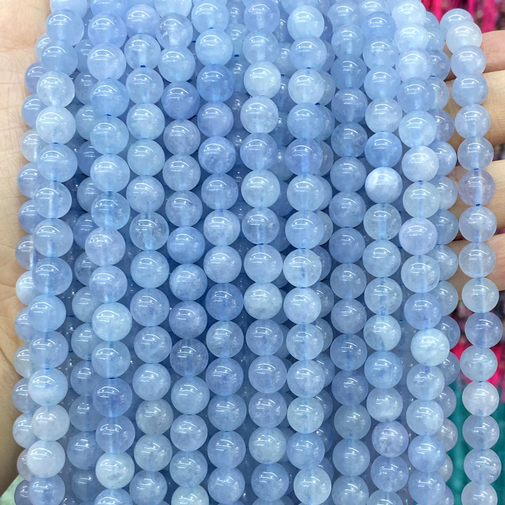6-12mm Real Natural Aquamarine Stone Beads Loose Spacer Beads for Jewelry Making Diy Bracelet Necklace Handmade Accessories 15\'\'