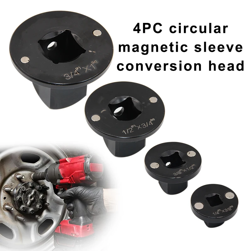 

4PC Circular Magnetic Suction Sleeve Conversion Head Bearing Seat Mechanical Drive Adapter Set Thin Accessory Kit