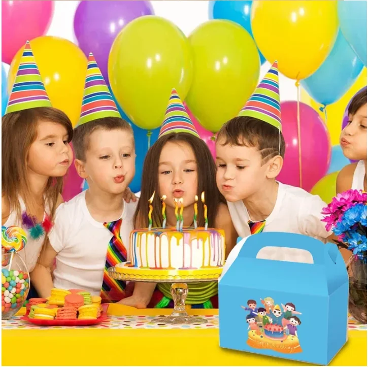 10 Stück Geschenkboxen mit Griff, Keks- und Süßigkeitenboxen aus Backpapier für Gäste, Geburtstagsfeier, Rosa Leckereien-Tüten, Verpackung für Gastgeschenke – Detail 4