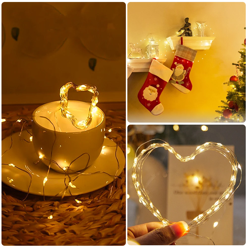 5Pcs/Pack Mini Fairy Lights Copper with 3 Speed Modes for Christmas Decorations Wedding Party Bouquet Decoration LED String