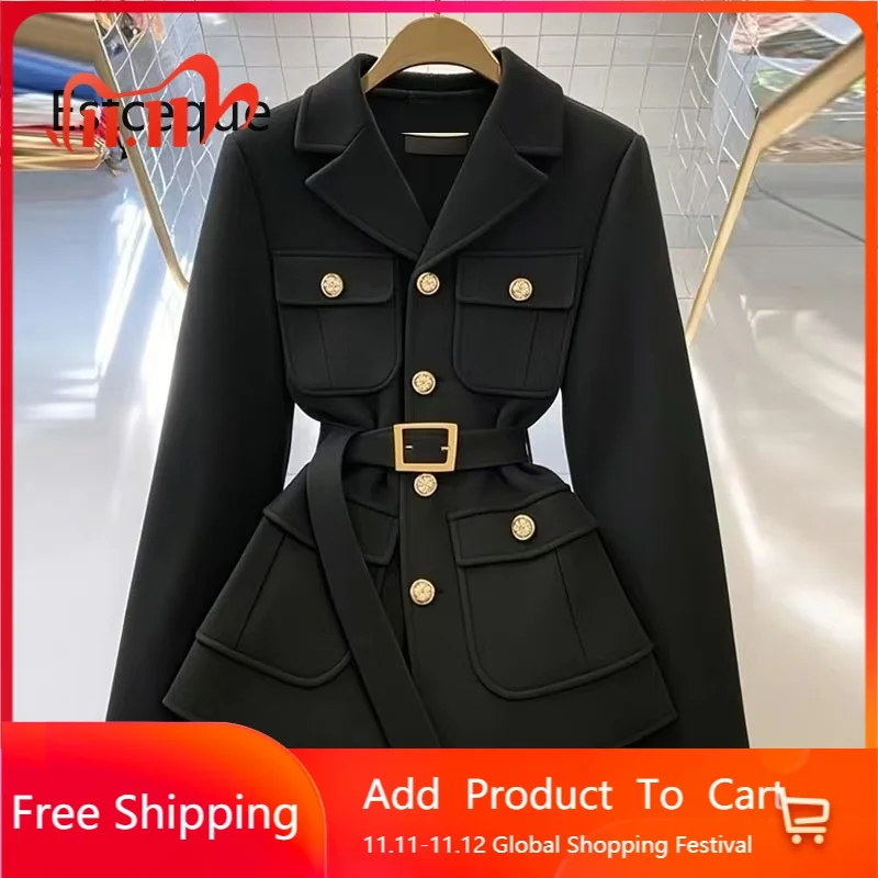 New 2025 Autumn Blazer Coat Women Long Sleeve Casual Single Breasted Elegant Office Waist Ladies Suit Jacket Outerwear