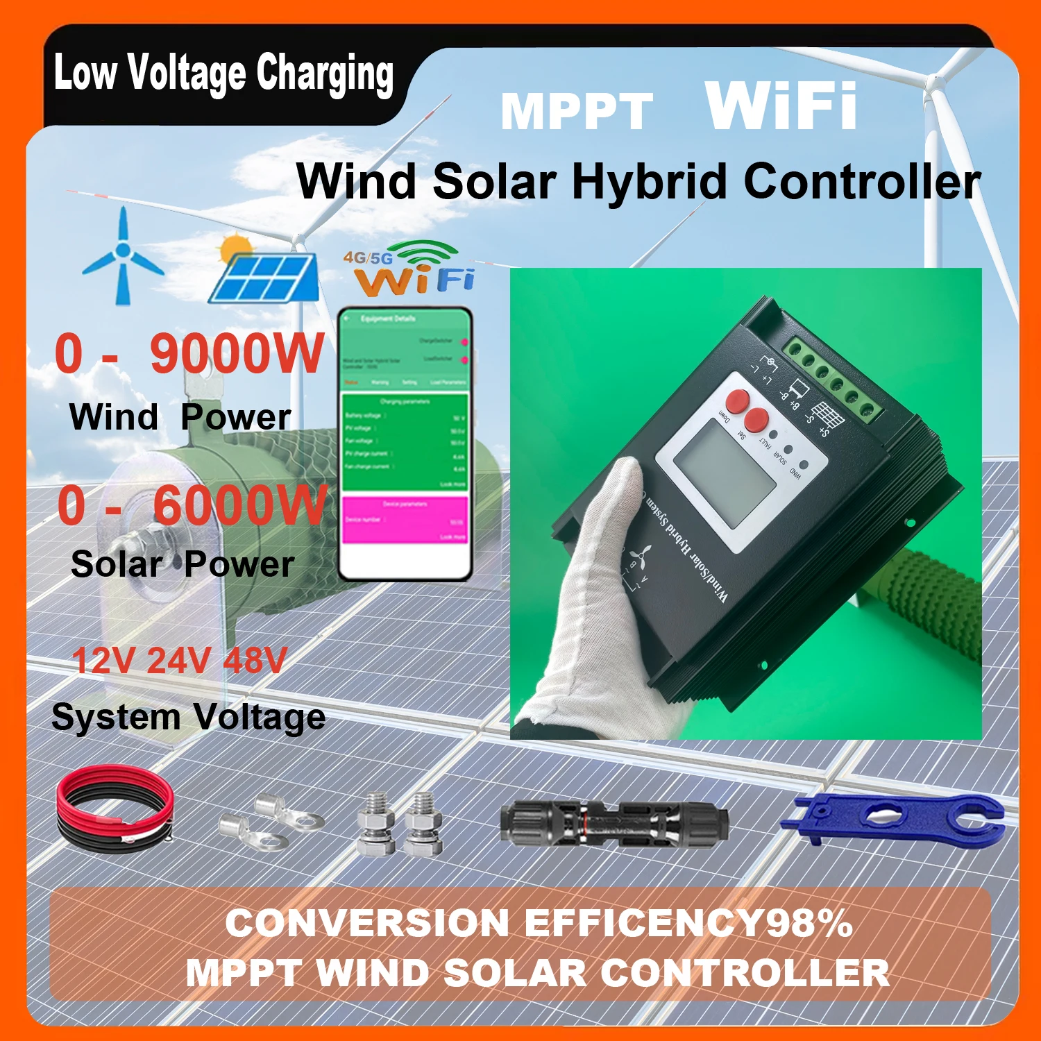 

4000W 5KW Wind Solar Hybrid Charge Controller with Equalizer,12V 24V 48V AUTO, MPPT for Solar and Wind, for Lithium Lead Battery