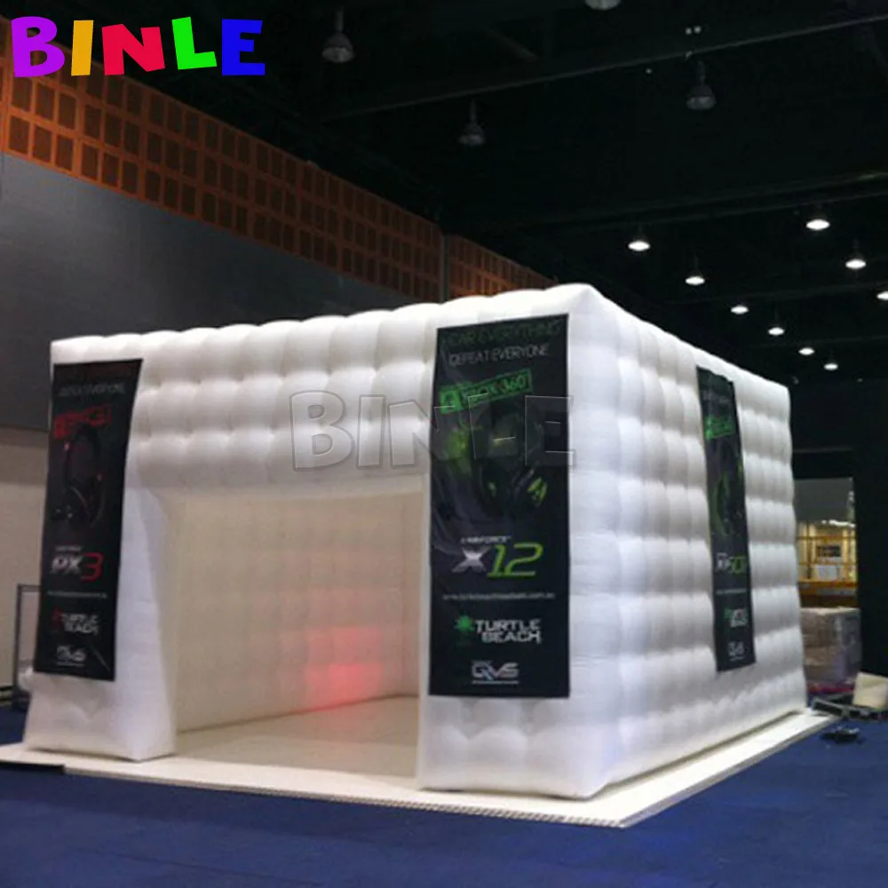 

Hot Sale 3.6x3.6m White Inflatable Cube Tent For Exhibition LED Photo Booth Kiosk With Blower