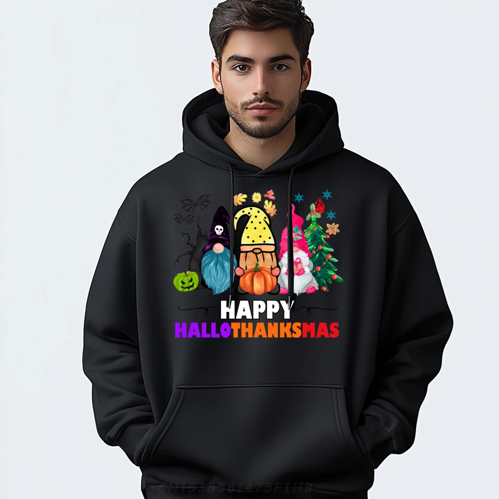 

Halloween Thanksgiving Christmas Happy HalloThanksMas Streetwear Men Male Luxury Clothes Men Oversize Long Sleeve Creative