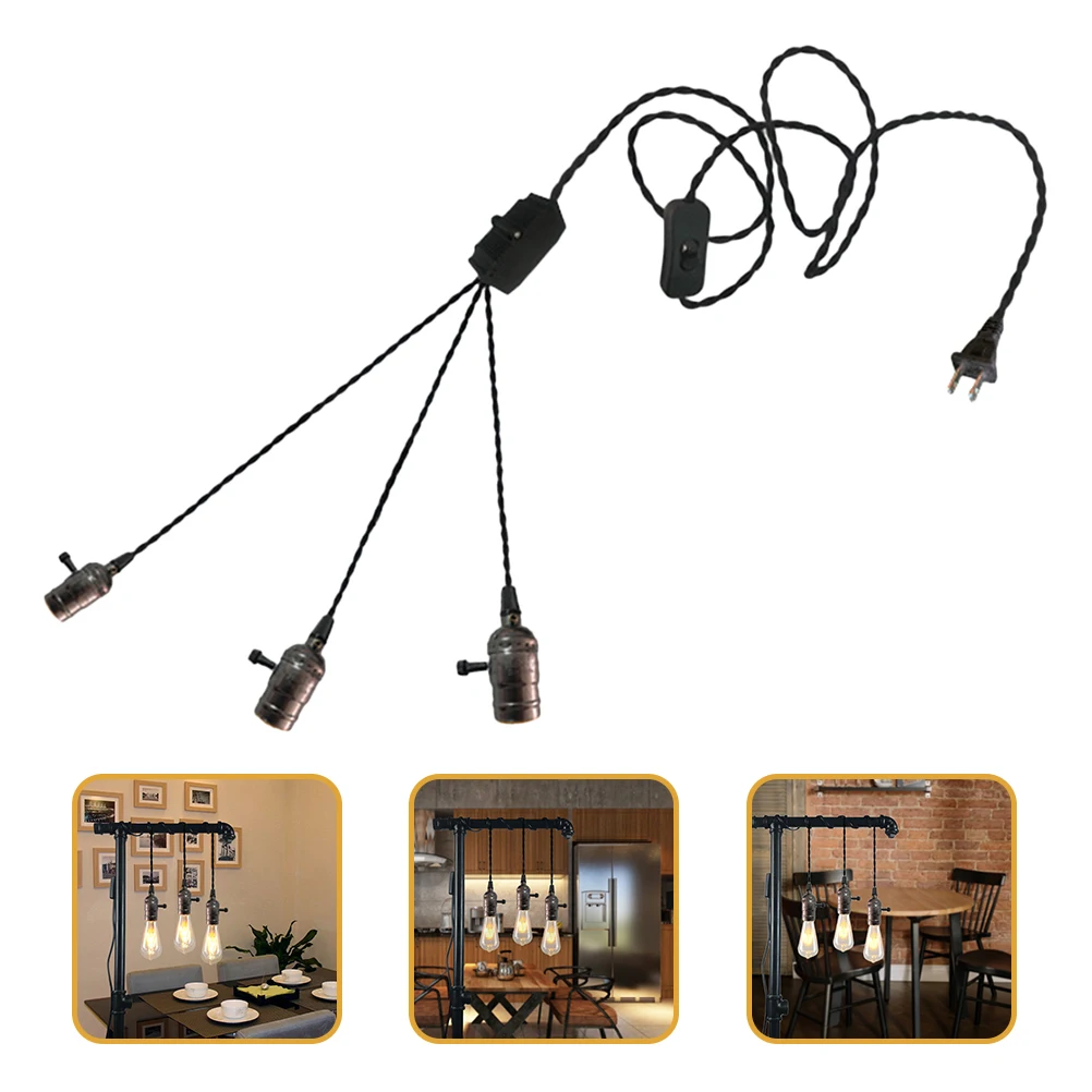 Retro Industrial Pendant Light Hanging Lamp Plug In Socket Vintage Chandelier Plug In Light Socket Lighting for Home Cafe