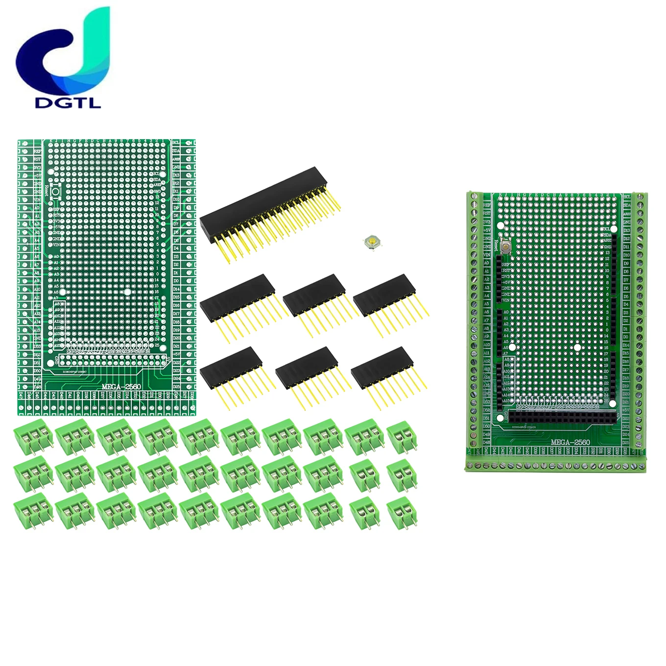 

Compatible With MEGA2560 Double-side PCB Prototype Screw Terminal Block Shield Board Kit For Arduino Mega 2560 R3