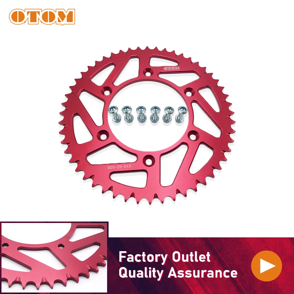 

OTOM 52T Motorcycle Rear Sprocket 520 Chains With Mounting Screws For HONDA CR125R CR250R CRF250X CRF450RX Motocross Accessories