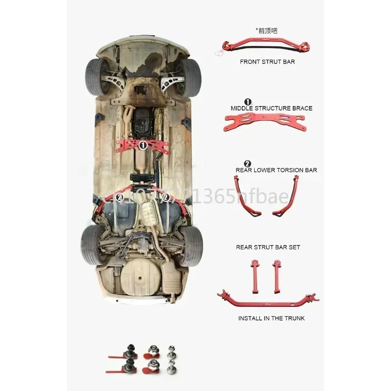 Suitable for BMW E46 M3 330i 330ci stable body reinforcement chassis modification parts, aluminum alloy strut rods