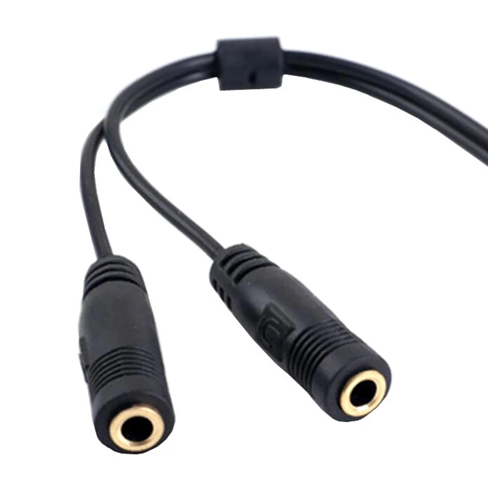 2 in 1 35mm Male to 35mm Female Adapter Cable Stereo Cable Audio Signal Adaptor (Black) audio cable