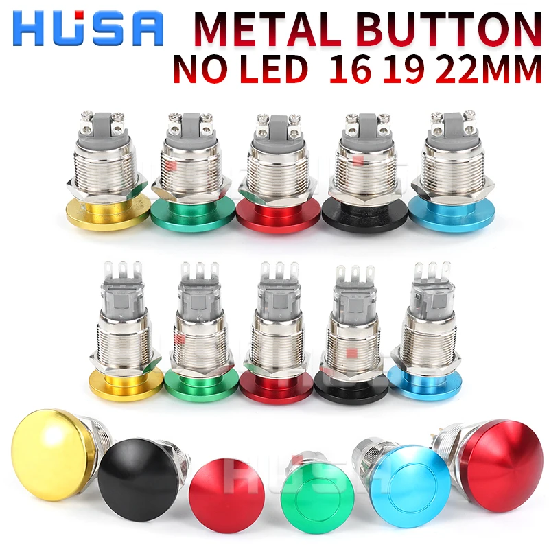 1PCS Push Button Switch 16 19 22mm Metal Mushroom Head Switch Press Big Red Green Waterproof Self-reset Self-lockingcar switch