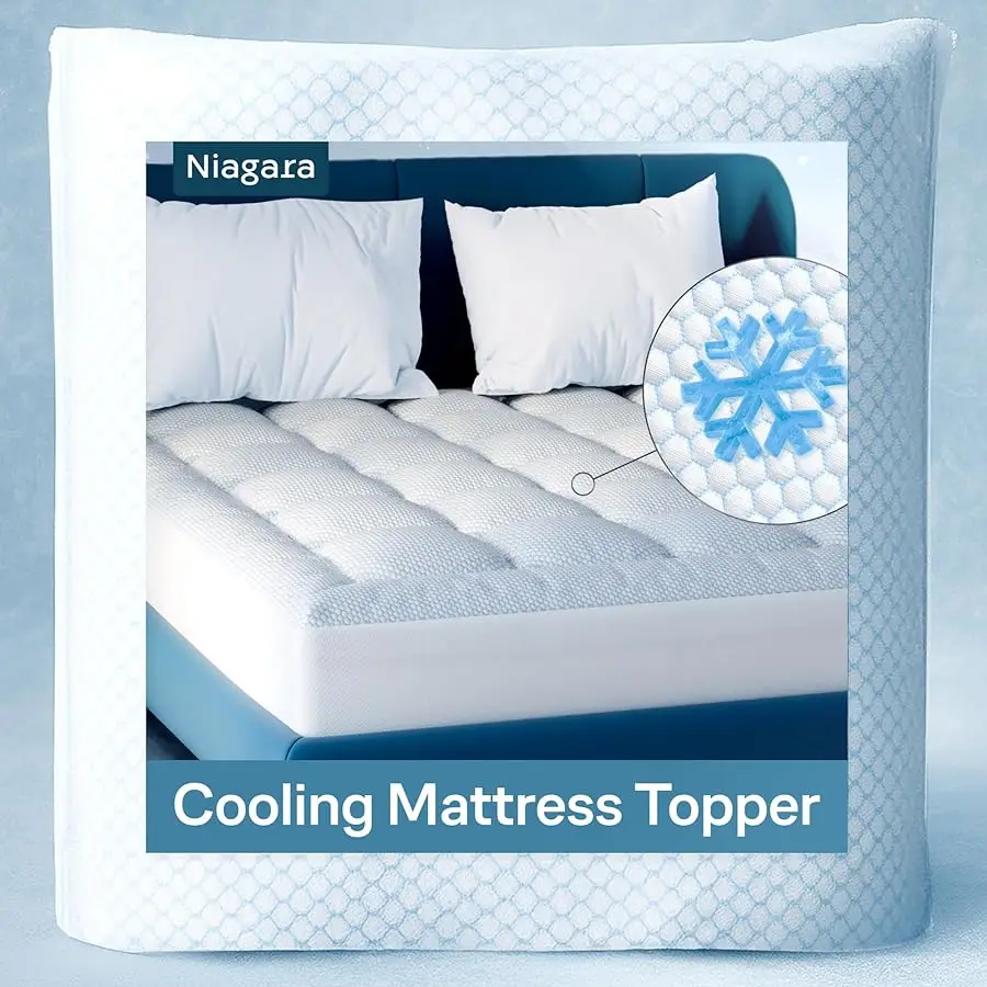 

Niagara Cooling Queen Mattress Topper - Pillow Top Mattress Co er Quilted Fitted Cooling Topper for Back Pain Deep Pocket Fits 2