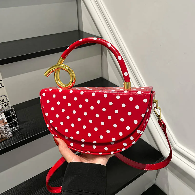 Designer Kleine Satteltasche mit Kurzem Henkel, Handtasche, Modische Polka-Dot Schultertasche, Y2K Trend Damen Party Clutch – Detail 28