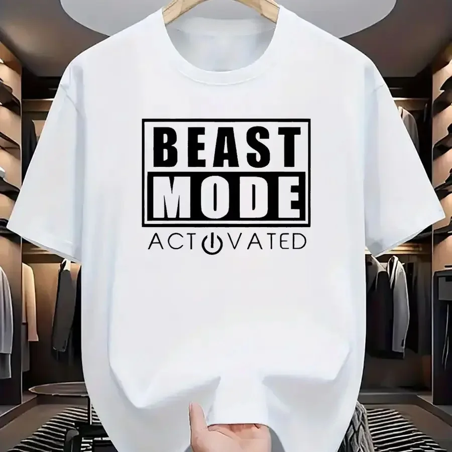 【New Arrival】"BEAST MODE ACTIVATED" Gym T-Shirt, Bold Workout Graphic Tee, Fitness Motivation Cotton Top, Unisex Short Sleeve