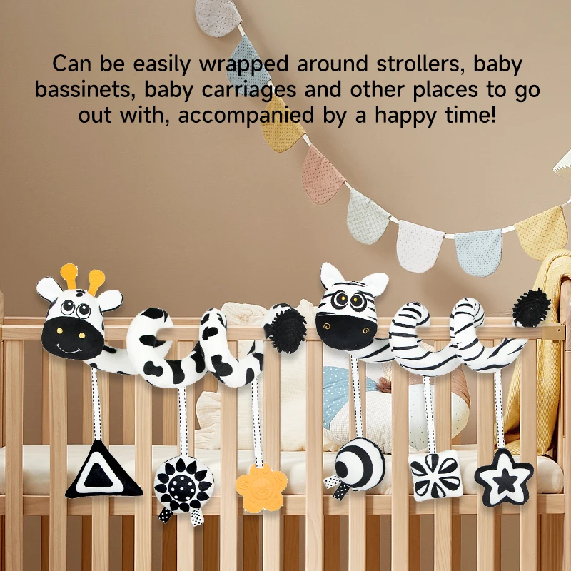 

Baby Car Seat Toy Baby Crib Hanging Rattles Toys Stroller Crib Soft Mobiles Spiral Toy 0-12 Months Sensory Toy Newborn Gifts