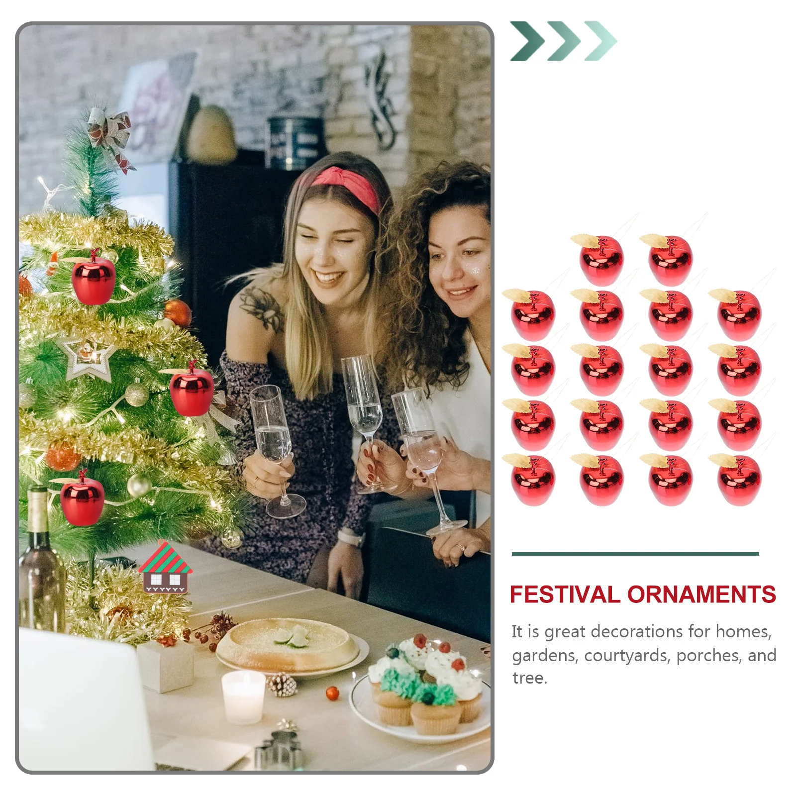 

24Pcs Christmas Apple Pendants Simulation Hanging Decor Electroplating Xmas Tree Ornaments Holiday Decoration