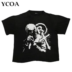 Men Oversized Tshirt Short Sleeve Tee Tops Goth Streetwear Summer Cottton Harajuku Korean Fashion Aesthetic Graphic Y2k Clothing