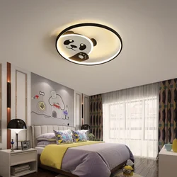 Panda Bear Ceiling Lamps for Baby Room Boys Bedroom Lamp Decor Cute Cartoon Ceiling Chandelier Kids Children Animal Led Lights