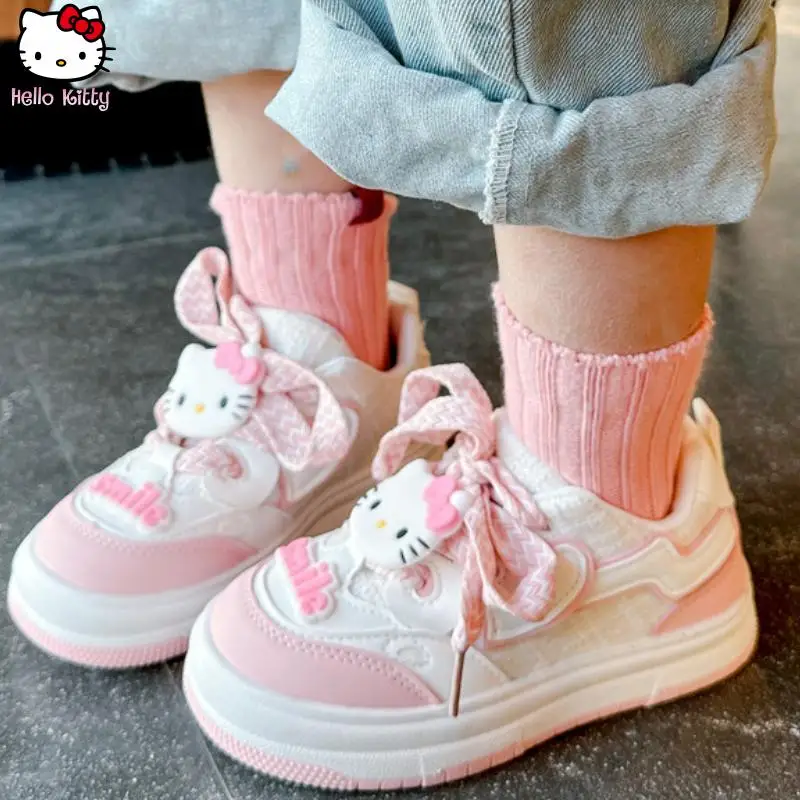 

Kawaii Girls Hello Kitty Mesh Sports Shoes Anime New Daddy Shoes Cartoon Spring Autumn Student Sanrio Fashion Soft Sole Shoes