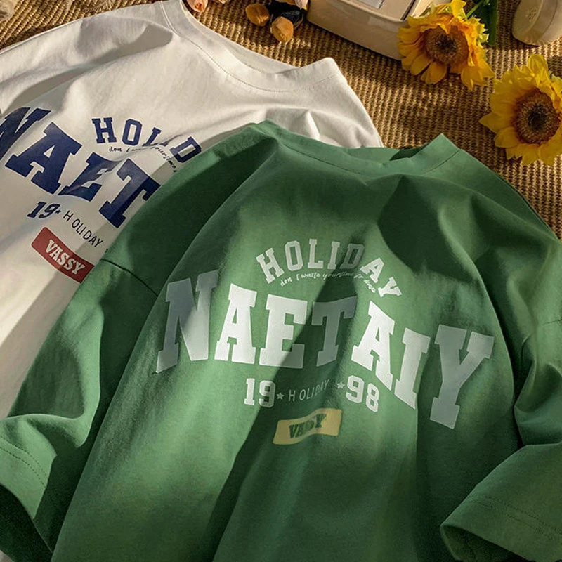 100 % Baumwolle, hochwertiges T-Shirt, kurzärmelig, bequem, weich, locker, modisch, Tops, T-Shirts, Y2k, amerikanisches Vintage-T-Shirt für Herren – Detail 16