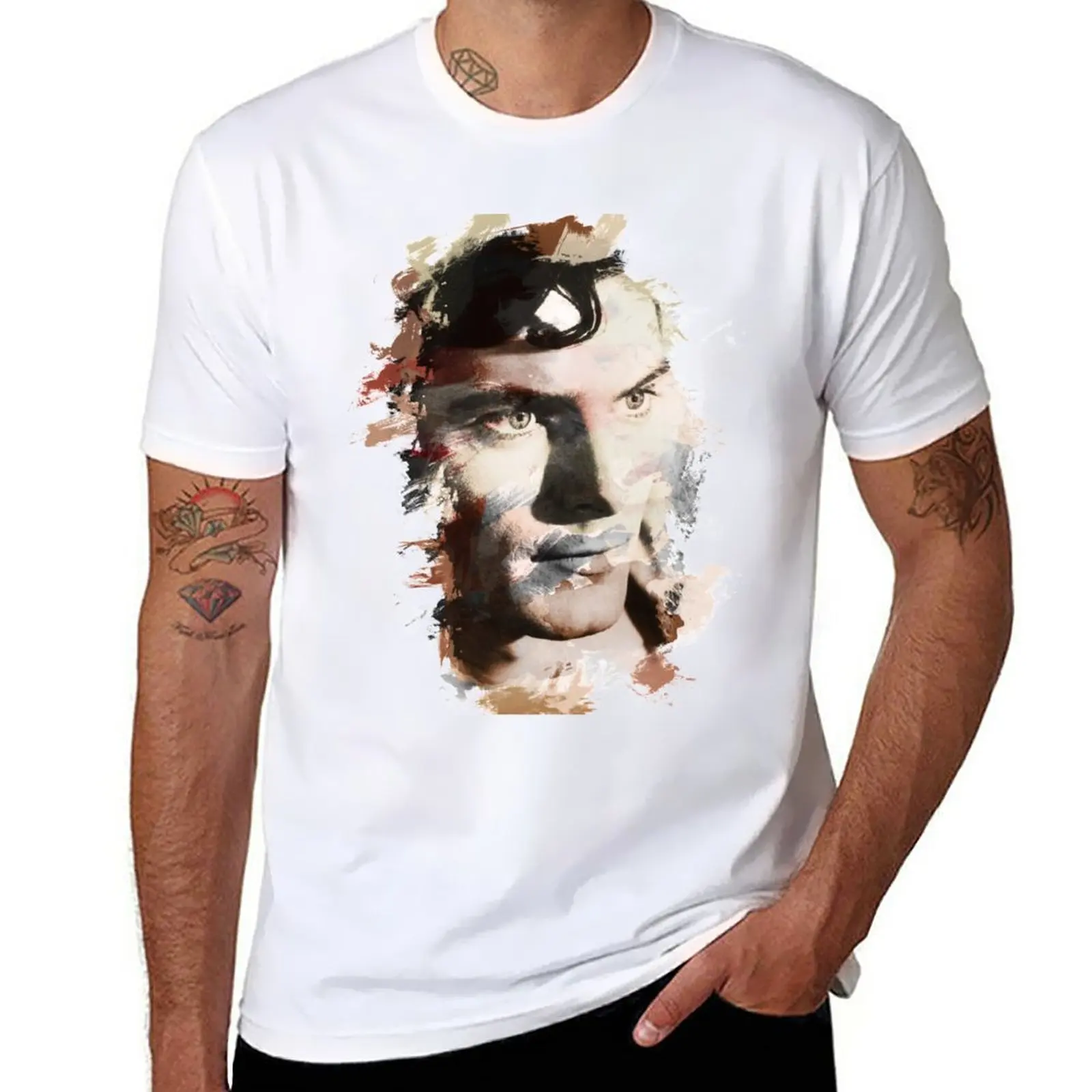 

New Paint-Stroked Portrait of Film Actor and Activist, Christopher Reeve T-Shirt plus size tops mens t shirts casual stylish