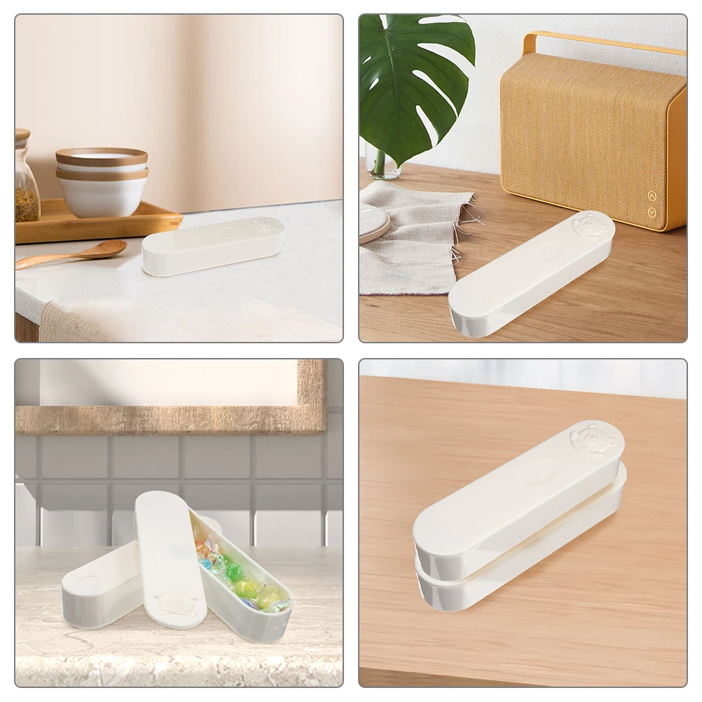 صندوق أعواد قطنية صغير لطيف الدب نمط حامل تخزين محمول للسفر استخدام الكرتون تصميم منظم المواد البولي بروبيلين #6